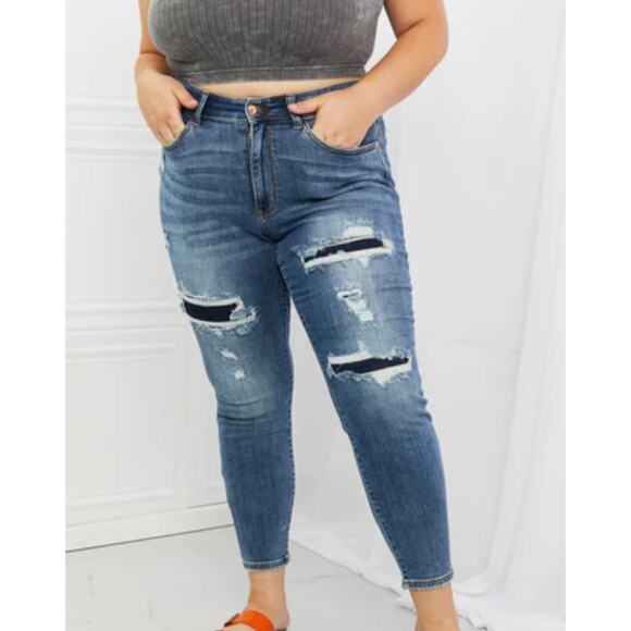 Judy Blue Relaxed Fit Skinny Ripped Jeans - Picture 1 of 9